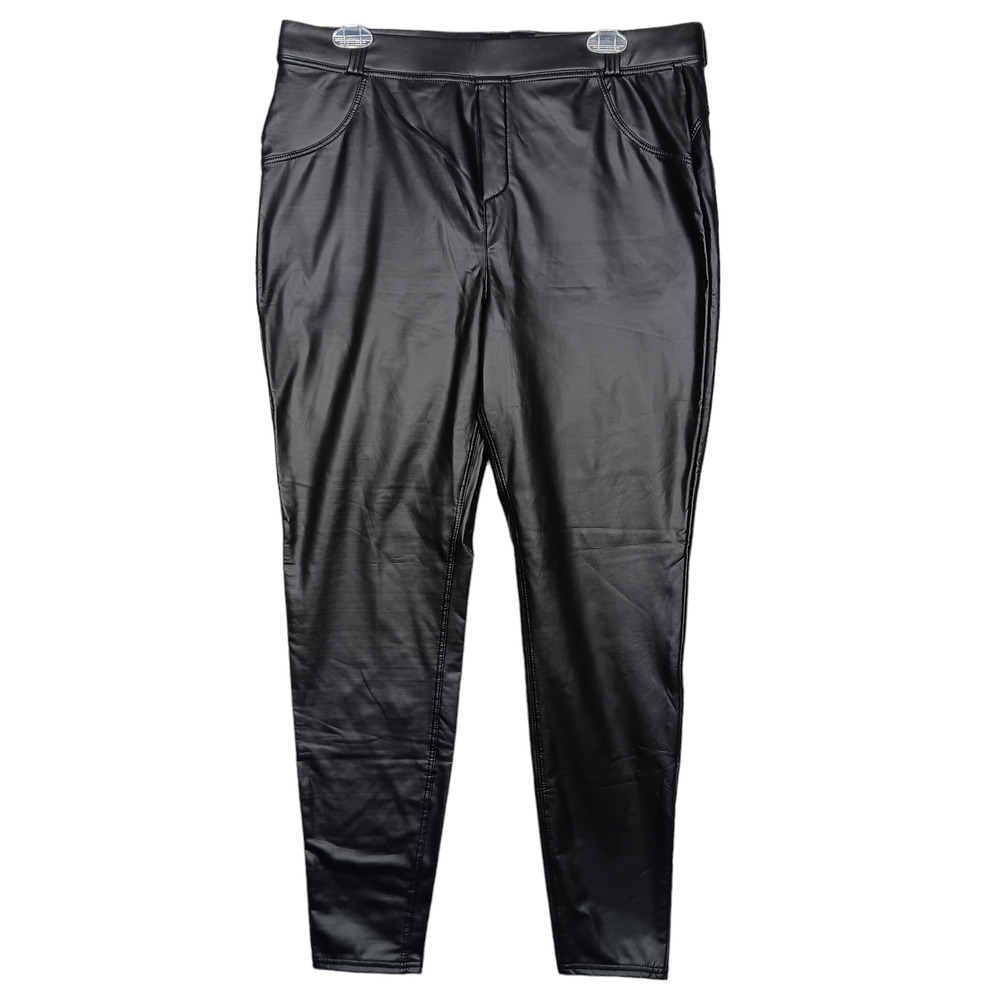 Vegan Leather Pants Size 2XL Pull On Scrunch Butt No Pockets NWOT